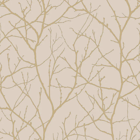 MD7122 Trees Silhouette Beige Gold Wallpaper