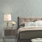MD7124 Trees Silhouette Silver Wallpaper