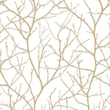 MD7126 Trees Silhouette White Gold Wallpaper