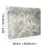 MD7141 Shimmering Foliage Cream Silver Wallpaper