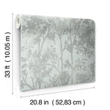 MD7142 Shimmering Foliage Spa Silver Wallpaper