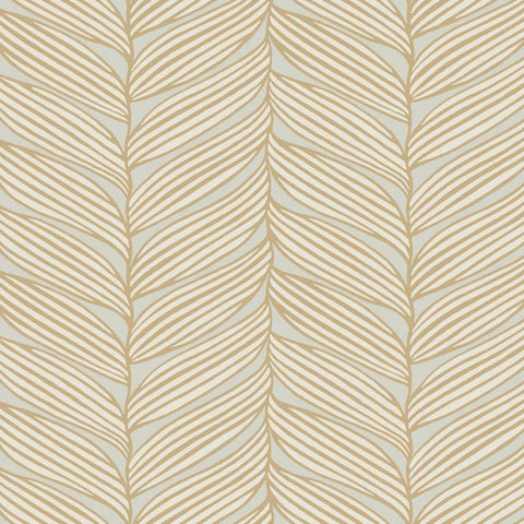 MD7162 Luminous Leaves Neutral Gold Wallpaper