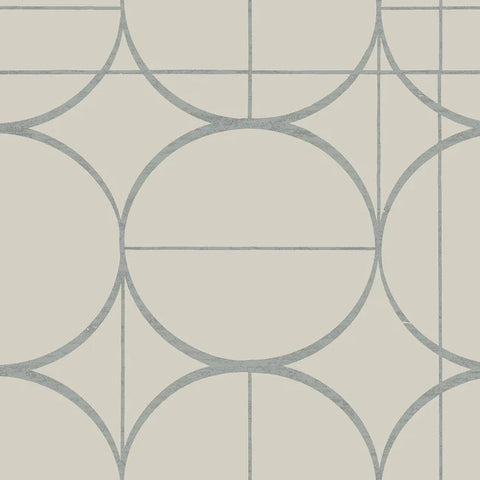 MD7201 Sun Circles Taupe Silver Wallpaper