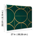 MD7203 Sun Circles Emerald Gold Wallpaper