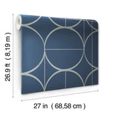 MD7204 Sun Circles Blue Silver Wallpaper