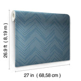 MD7224 Polished Chevron Blue Silver Wallpaper