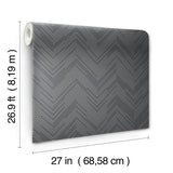 MD7226 Polished Chevron Charcoal Silver Wallpaper