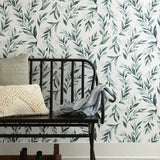 ME1536 Olive Branch Weekends Teal Wallpaper