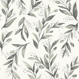 ME1537 Olive Branch Charcoal Wallpaper
