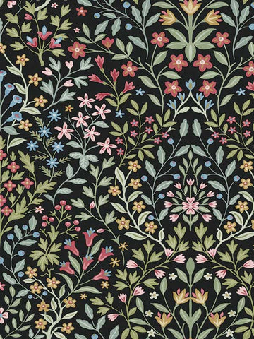 MF4721 Garden Black and Multicolor Terrace Wallpaper