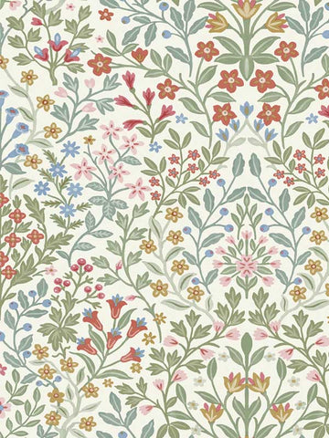 MF4726 Garden White and Multicolor Terrace Wallpaper