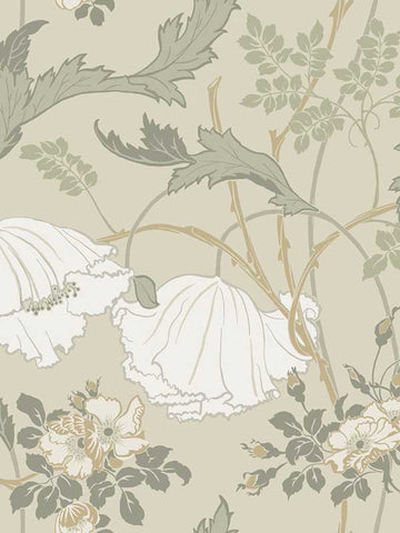 MF4754 Gwendolyn Linen and Sage Wallpaper