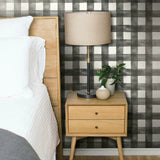 MH1516 Watercolor Check Black Wallpaper