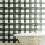 MH1516 Watercolor Check Black Wallpaper