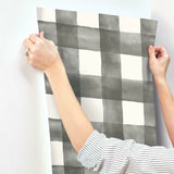 MH1516 Watercolor Check Black Wallpaper