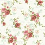 MH1525 Heirloom Rose Coral Light Blue Wallpaper