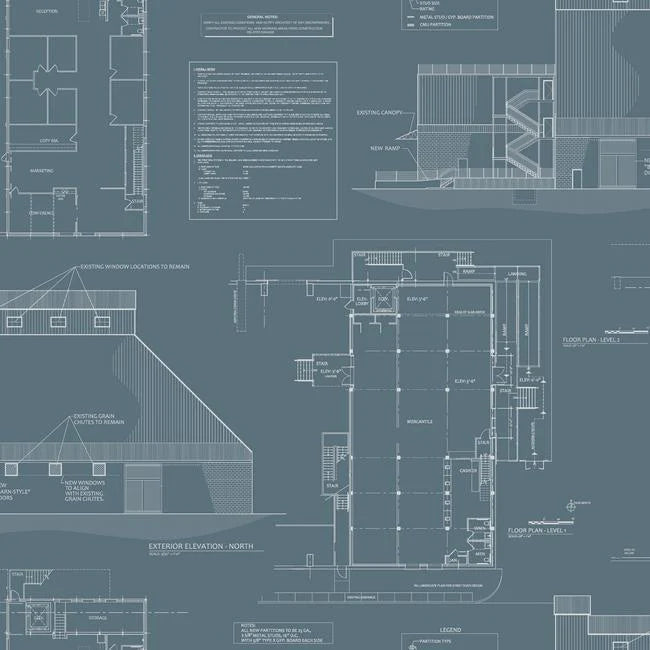 MH1537 The Market Federal Blue Wallpaper