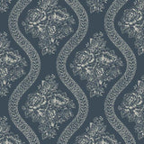 MH1603 Coverlet Floral Taupe on Navy Wallpaper