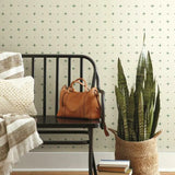 MK1102 Cross Stitch Magnolia Green Wallpaper 