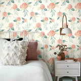 MK1126 Watercolor Roses Red Coral Wallpaper