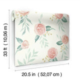 MK1126 Watercolor Roses Red Coral Wallpaper