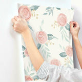 MK1126 Watercolor Roses Red Coral Wallpaper