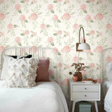 MK1128 Watercolor Roses Dishy Coral Wallpaper