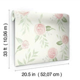MK1128 Watercolor Roses Dishy Coral Wallpaper