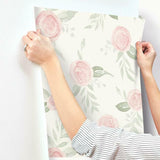 MK1128 Watercolor Roses Dishy Coral Wallpaper