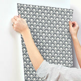MK1150 Stacked Scallops Charcoal Wallpaper