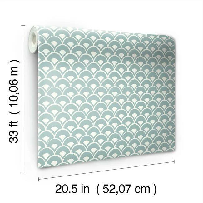 MK1157 Stacked Scallops Blue Wallpaper – wallcoveringsmart