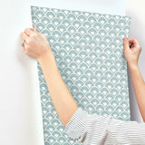 MK1157 Stacked Scallops Blue Wallpaper