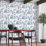 MN1842 Eden Retreat Blue White Glint Wallpaper