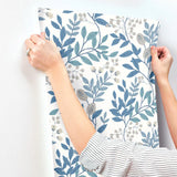 MN1842 Eden Retreat Blue White Glint Wallpaper