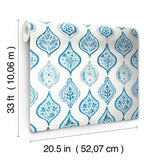 MN1850 Marketplace Motif White Blue Wallpaper