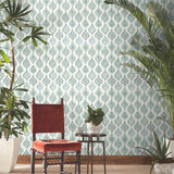 MN1851 Marketplace Motif Grey Green Wallpaper