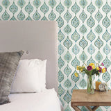 MN1851 Marketplace Motif Grey Green Wallpaper