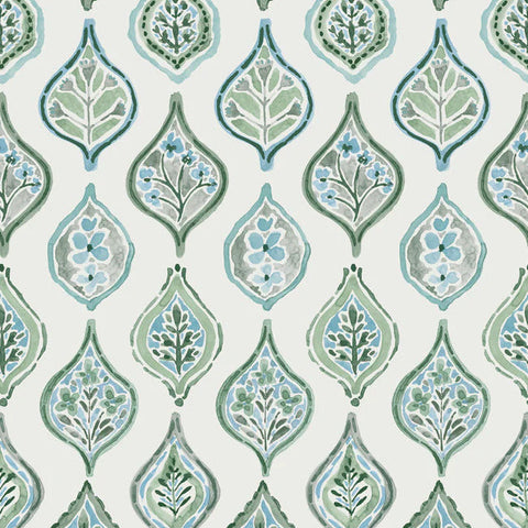 MN1851 Marketplace Motif Grey Green Wallpaper