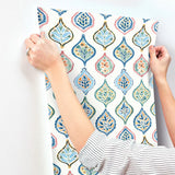 MN1852 Marketplace Motif White Multi Wallpaper