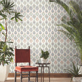 MN1853 Marketplace Motif Almond Mint Apricot Wallpaper 