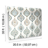 MN1854 Marketplace Motif White Neutral Blue Wallpaper