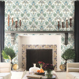 MN1910 Seaside Jacobean White Green Blue Wallpaper