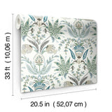 MN1910 Seaside Jacobean White Green Blue Wallpaper