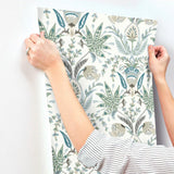 MN1910 Seaside Jacobean White Green Blue Wallpaper