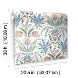 MN1912 Seaside Jacobean White Pink Blue Wallpaper