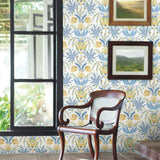 MN1913 Seaside Jacobean White Yellow Blue Wallpaper 