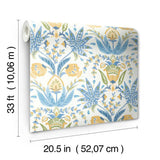 MN1913 Seaside Jacobean White Yellow Blue Wallpaper 