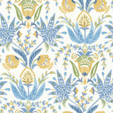 MN1913 Seaside Jacobean White Yellow Blue Wallpaper 
