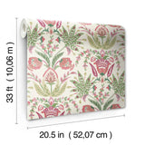MN1914 Seaside Jacobean Beige Green Red Wallpaper