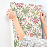 MN1914 Seaside Jacobean Beige Green Red Wallpaper